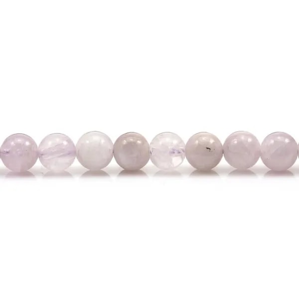 Kunzite de couleur violette, de forme ronde, 6mm x 39cm