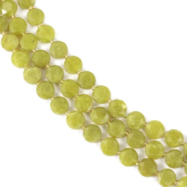 Jade Olive rond plat facetté 8mm x 38cm