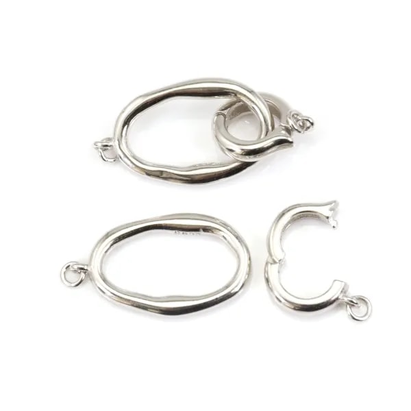 Cierre de clip doble anillo estilizado 12x25mm - Plata de ley rodinada x 1ud