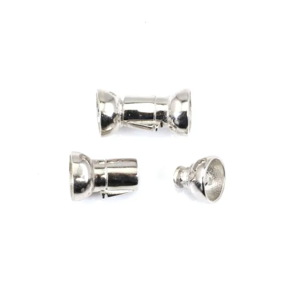 Cierre de clip tubo 8x14mm - Plata de ley rodinada x 1ud