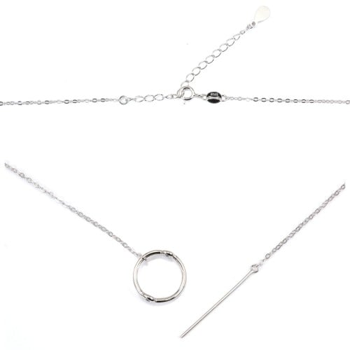 Chaîne maille forçat pour perle entièrement percée - Argent 925 rhodié x 40cm