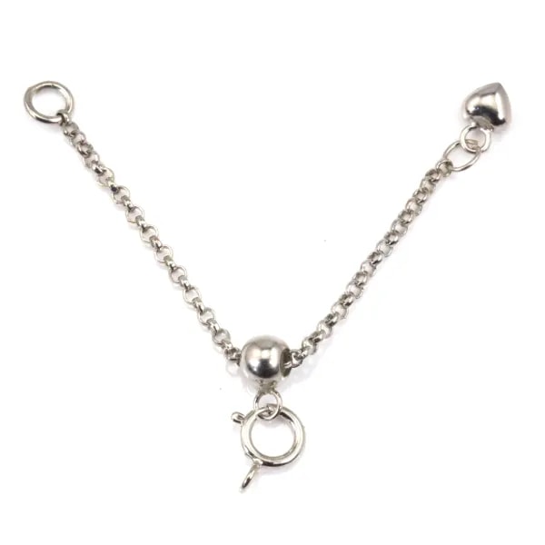 Adjustable heart extension chain with a 5mm clasp - Rhodium-plated 925 Silver x 1pc