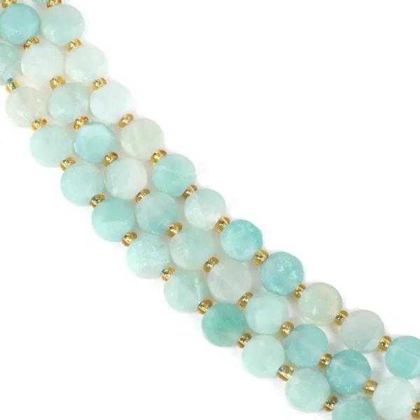 Amazonite flat faceted round beads 8mm x 38cm