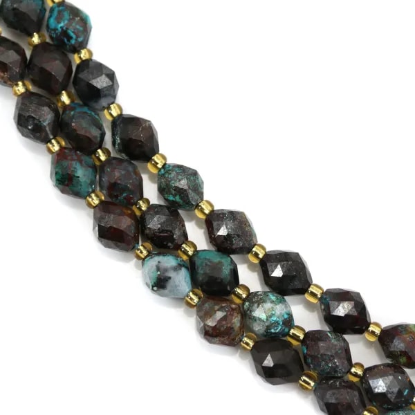 Azurite olive faceted 6x8mm x 39cm