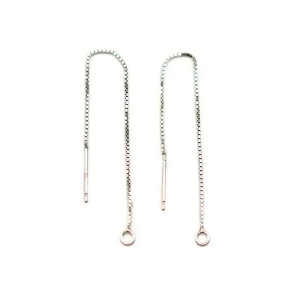 Corrente de orelha malha quadrada 0.65x80mm - Prata 925 rodinada x 2 unidades