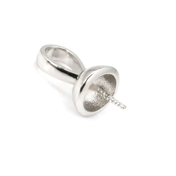Bail für halbdurchbohrte Perle - 14mm - Rhodiniertes Silber 925 x 1 Stück