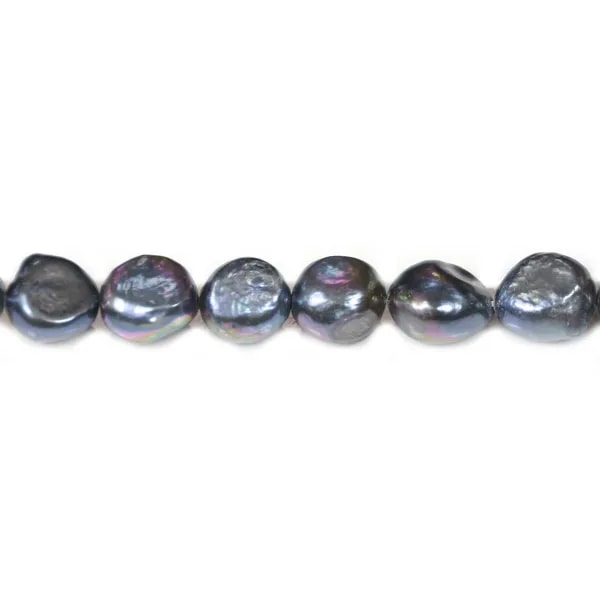 Perlas de agua dulce, azul oscuro, barrocas, 10-12mm x 35cm
