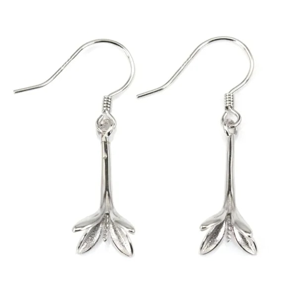 Gancho de oreja flor para perla semi perforada - 33mm - Plata 925 rodinada x 2 uds.