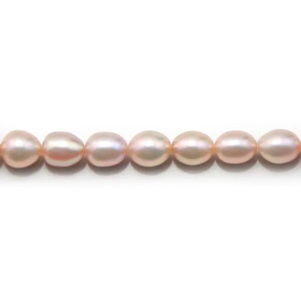 Perles de culture d'eau douce, saumon, ovale, 5-7mm x 40cm