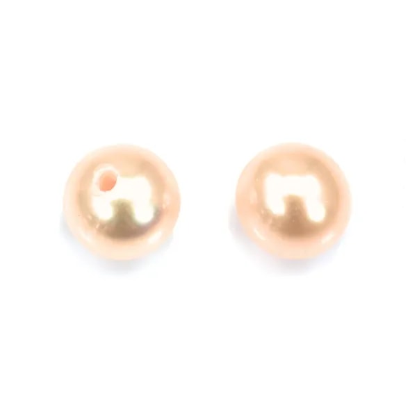 Perle de culture d'eau douce saumon semi-percée ronde 4-4.5mm x 2pcs
