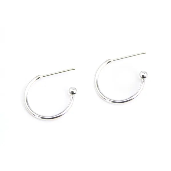 Nail ear hoop ball 15mm - Silver 925 x 2pcs