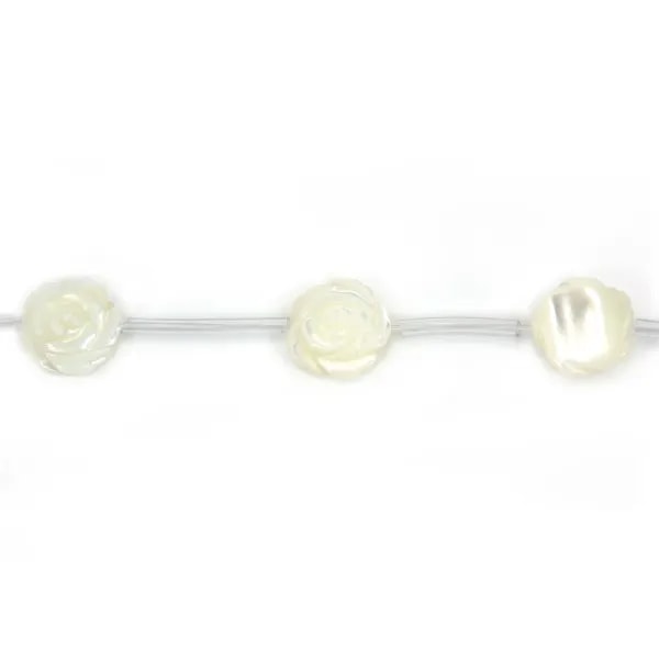 White mother-of-pearl in the shape of a rose on wire 12mm x 40cm