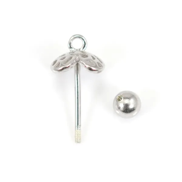Breloque fiore per perla completamente forata (10mm) - 17.5mm - Argento 925 rodio x 1pz