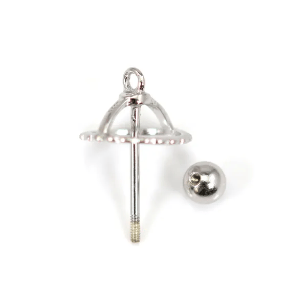 Anhänger Krone für voll durchbohrte Perle (10mm) - 18mm - Rhodiniertes Silber 925 x 1 Stück