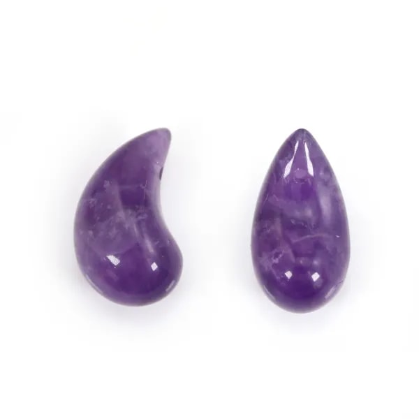 Amethyst drop semi pierced 10x20mm x 1pc
