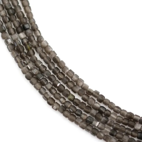 Obsidian Silber Würfel facettiert 2mm x 39cm