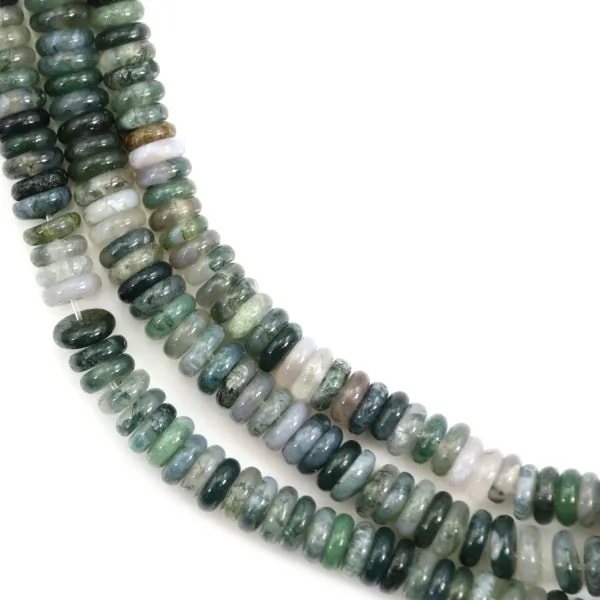 Moss agate rondelle - Heishi - 2x6mm x 38cm