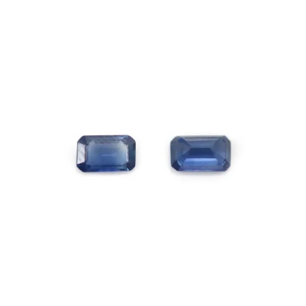 Safira engastada, corte esmeralda 3x5mm x 1 peça