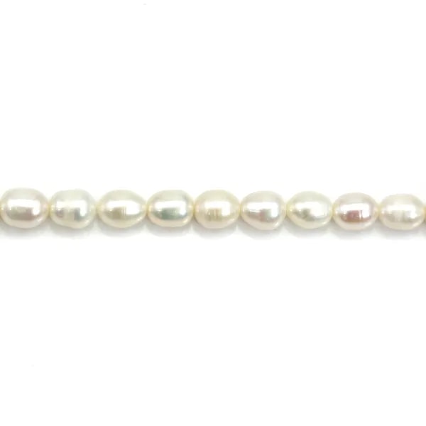 Perles de culture d'eau douce, blanche, olive, 6-7mm x 5pcs