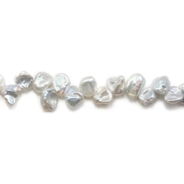 Perlas de agua dulce cultivadas, blancas, keshi x 40cm