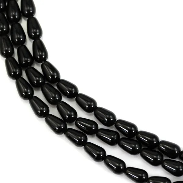 Obsidiana gota 6x9mm x 39cm