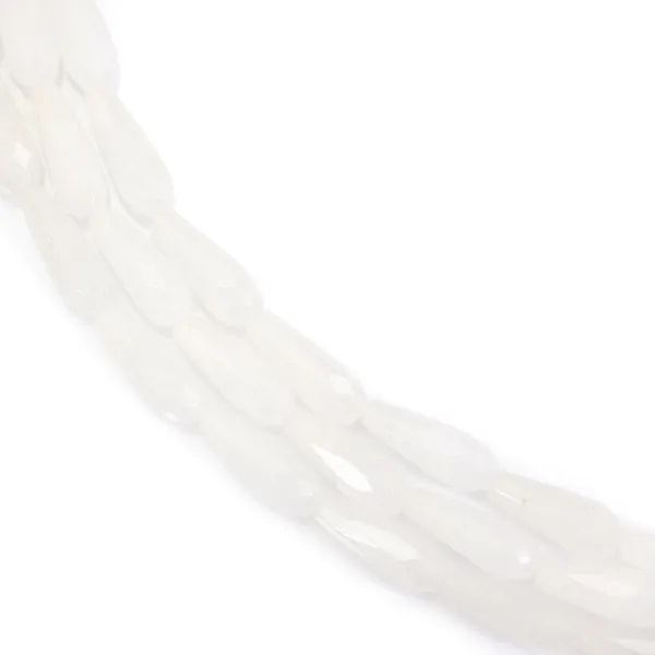 Jade blanco gota facetado 6x16mm x 39cm