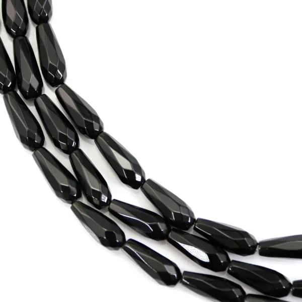 Faceted drop obsidian 6x16mm x 40cm