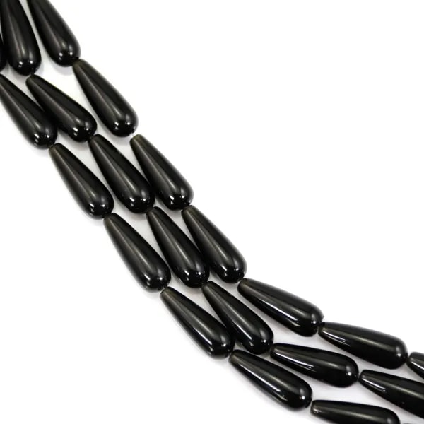 Obsidiana gota 6x16mm x 40cm