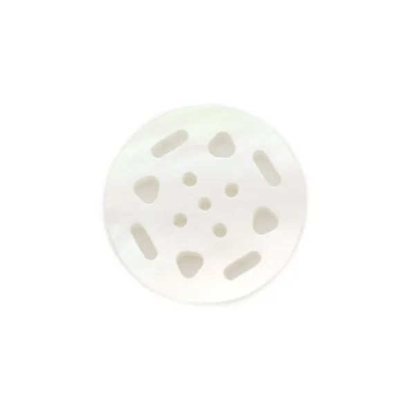 White mother-of-pearl round openwork pattern 12mm x 1pc