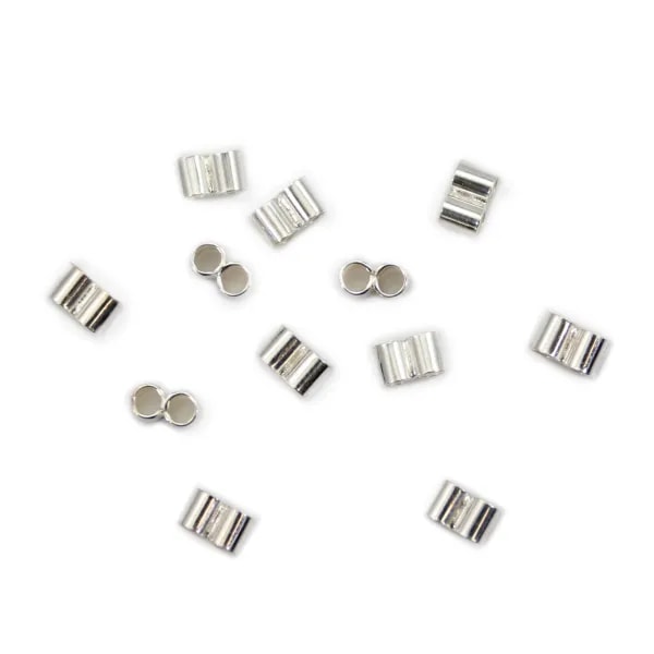 Doppelrohr 3x5mm (Loch 2mm) - Silber 925 x 4 Stück