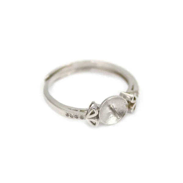 Anello regolabile decorato con strass per semi percée - ossido di zirconio e Argento 925 rodio x 1 pezzo