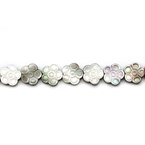 Madrepérola cinzenta em forma de flor 18mm x 2 peças