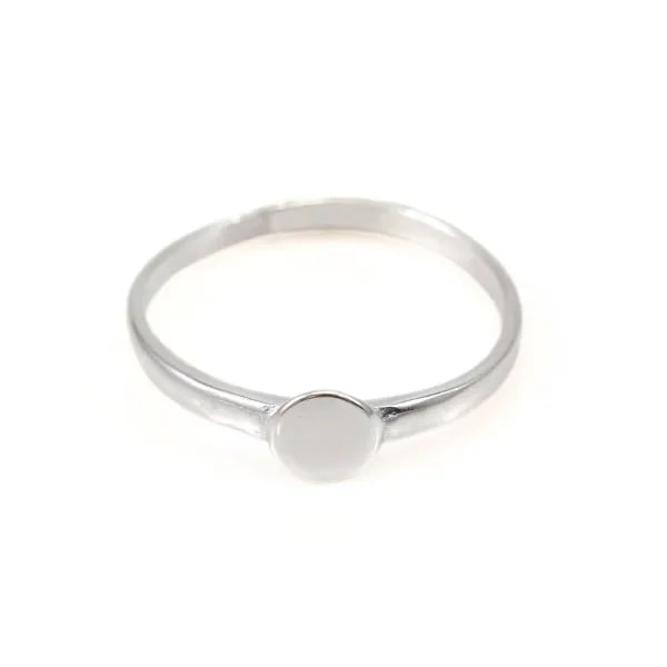 Adjustable simple ring for 6mm cabochon - Rhodium-plated 925 Silver x 1pc