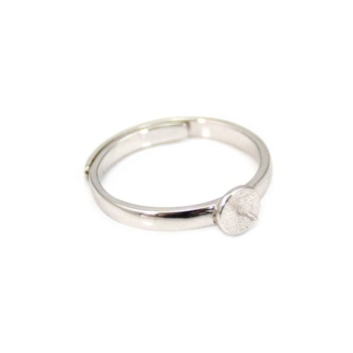 Verstellbarer Ring mit flacher Fassung für halbgebohrte Perlen - Rhodiniertes 925er Silber x 1 Stück