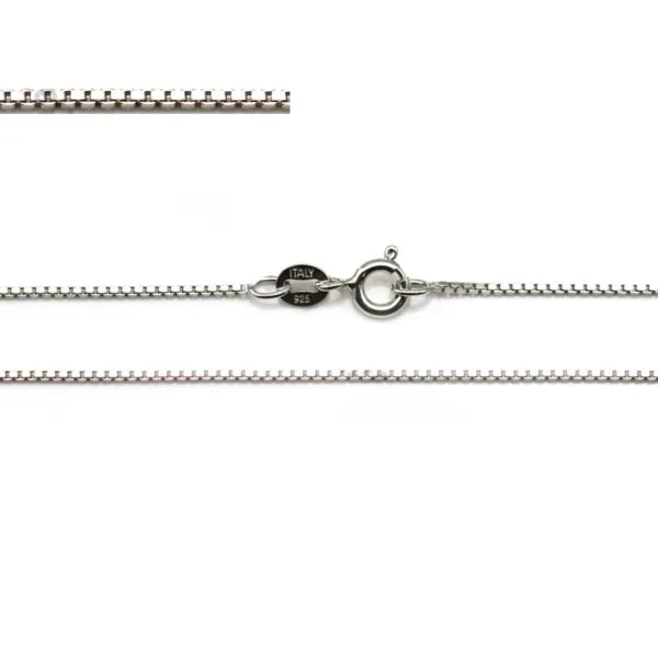 Catena a maglia quadrata 0.7mm in Argento 925 rodio x 45cm