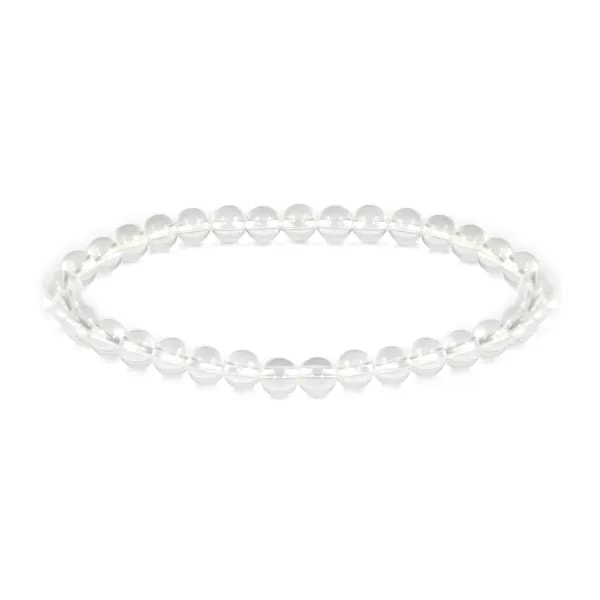 Bracciale in cristallo di rocca tondo 6mm - Elastico x 1pz