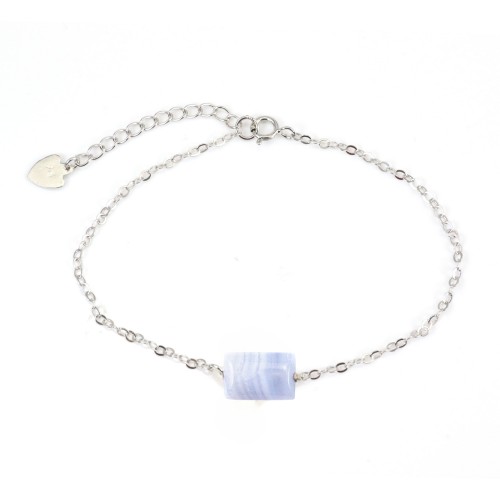 Pulseira em Prata 925 com calcedônia retangular