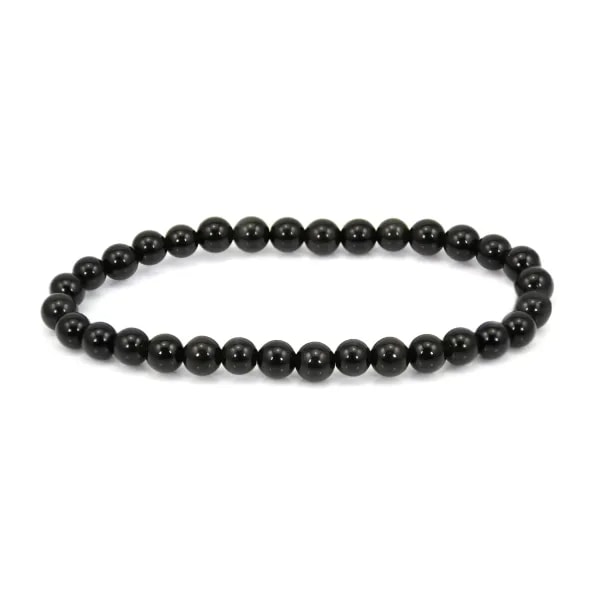 Bracelet Obsidienne rond 6mm - Elastique x 1pc