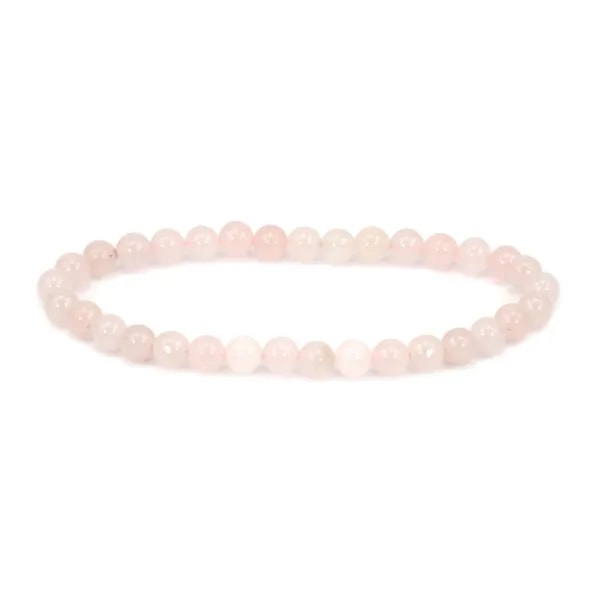 Bracelet Quartz rose rond 6mm - Elastique x 1pc