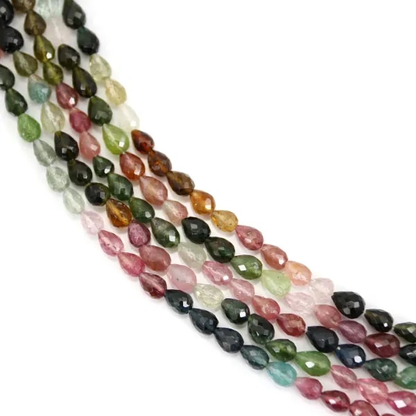 Tourmaline multicolore goutte facetté 4x6-5x7mm x 40cm