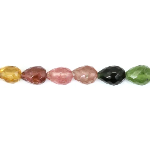 Tormalina multicolore a goccia sfaccettata 4x6-5x7mm x 40cm