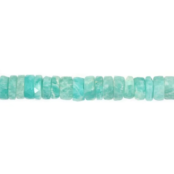 Amazonite del Perù, rondelle heishi sfaccettato 6-7mm x 40cm