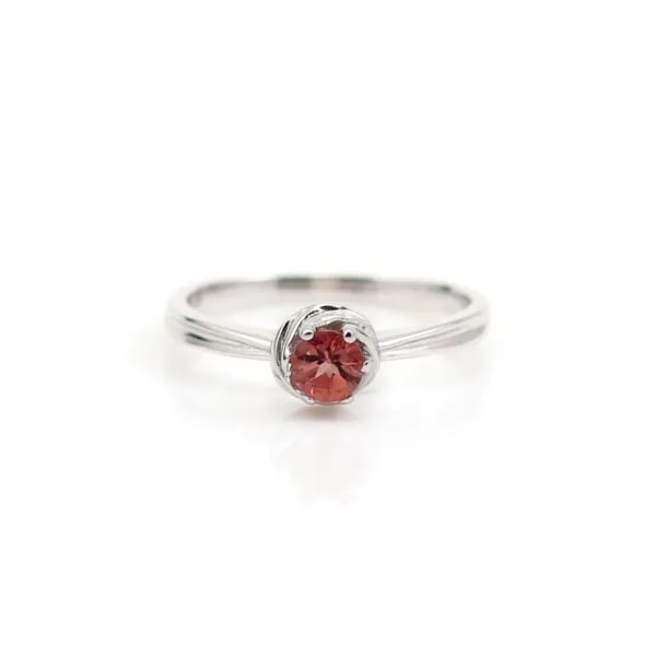 Anillo de turmalina rosa y circonio en plata 925 rodinada x 1ud.