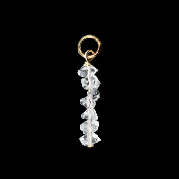 Breloque Herkimer (Quartz diamant) brut 3x11mm - Gold Filled x 1pc