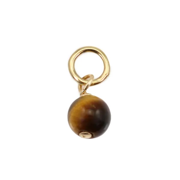 Ciondolo Occhio di Tigre tondo 4mm - Gold Filled x 1pz