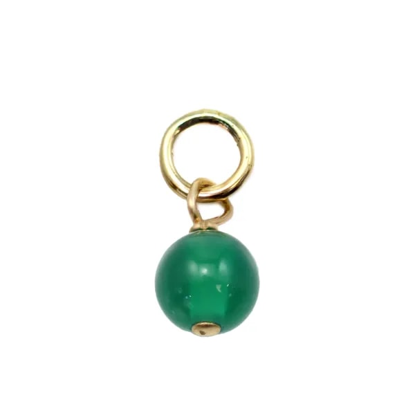 Green Agate charm round 4mm - Gold Filled x 1pc