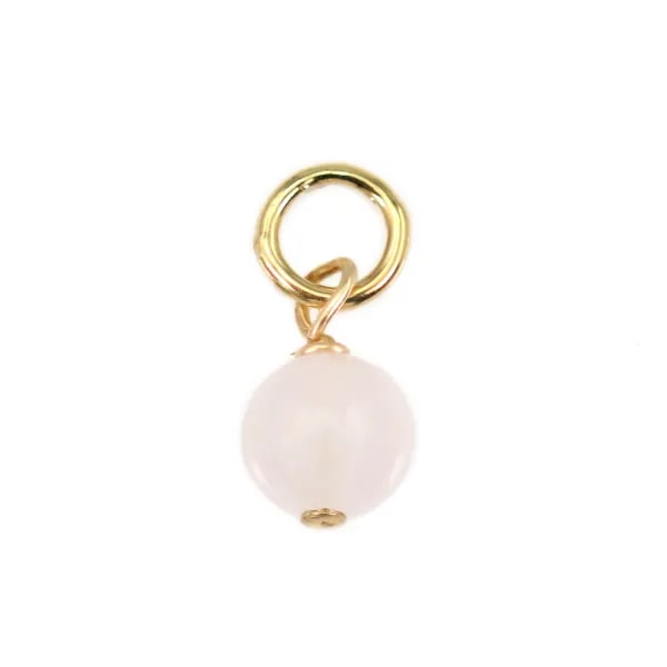 Pingente de Quartzo Rosa redondo 4mm - Banhado a Ouro x 1 unidade