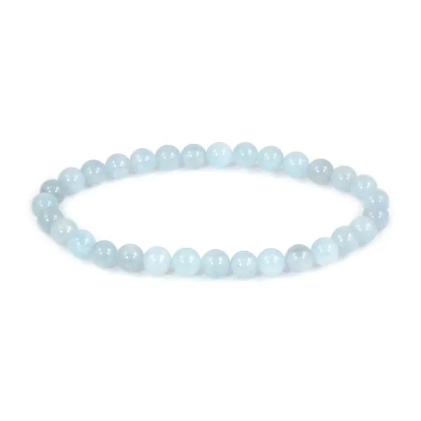Pulseira de Água-marinha redonda 6mm - Elástico x 1 unidade