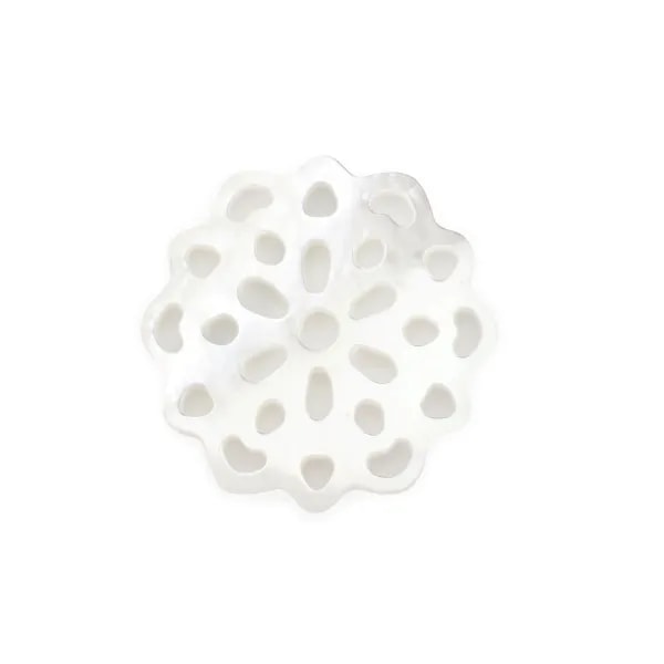 Durchbrochene Medaillon-Perle, weißes Perlmutt, Rosette, 15mm x 1 Stück.