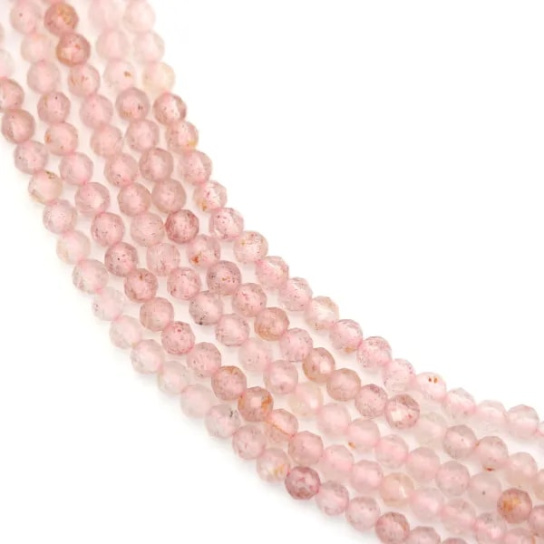 Quartz fraise rond facetté 3mm x 39cm